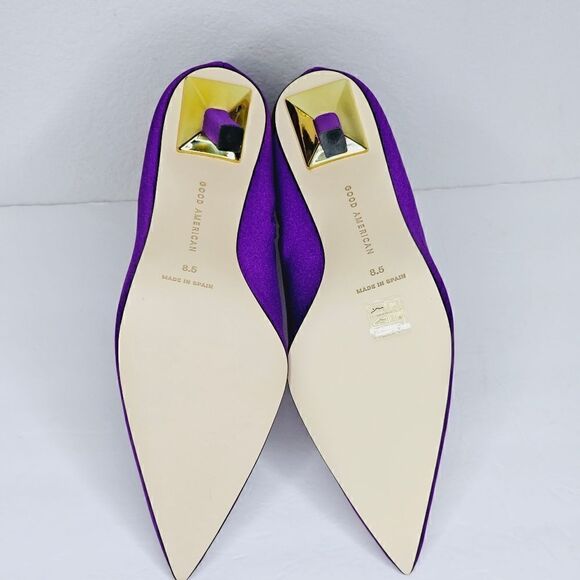 New! Good American Pointed Ankle Sock Shine Neoprene Purple Stiletto Boots - Picture 11 of 15